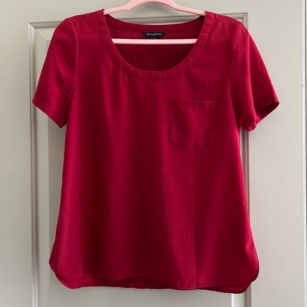Banana Republic red blouse with pocket